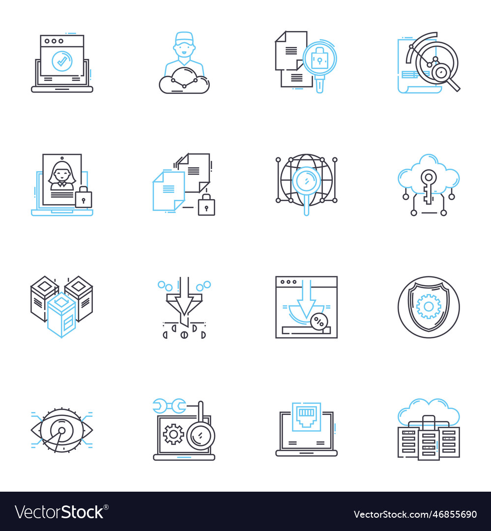 Cloud security linear icons set encryption vector image Cloud security linear icons set encryption