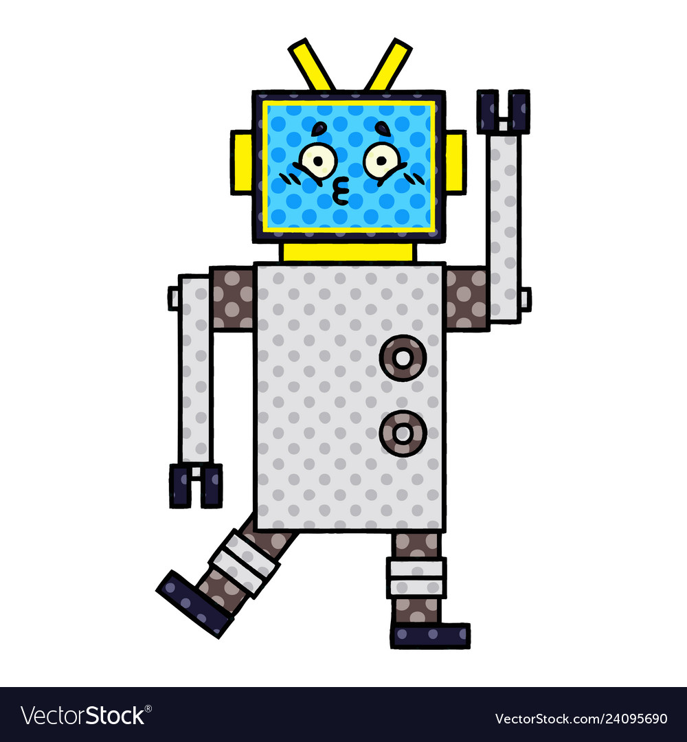 Comic book style cartoon robot