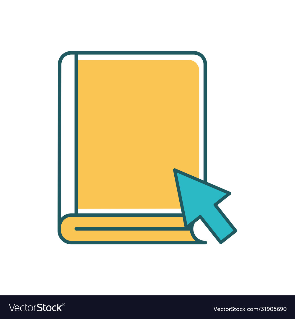 Ebook with cursor arrow line and fill style icon