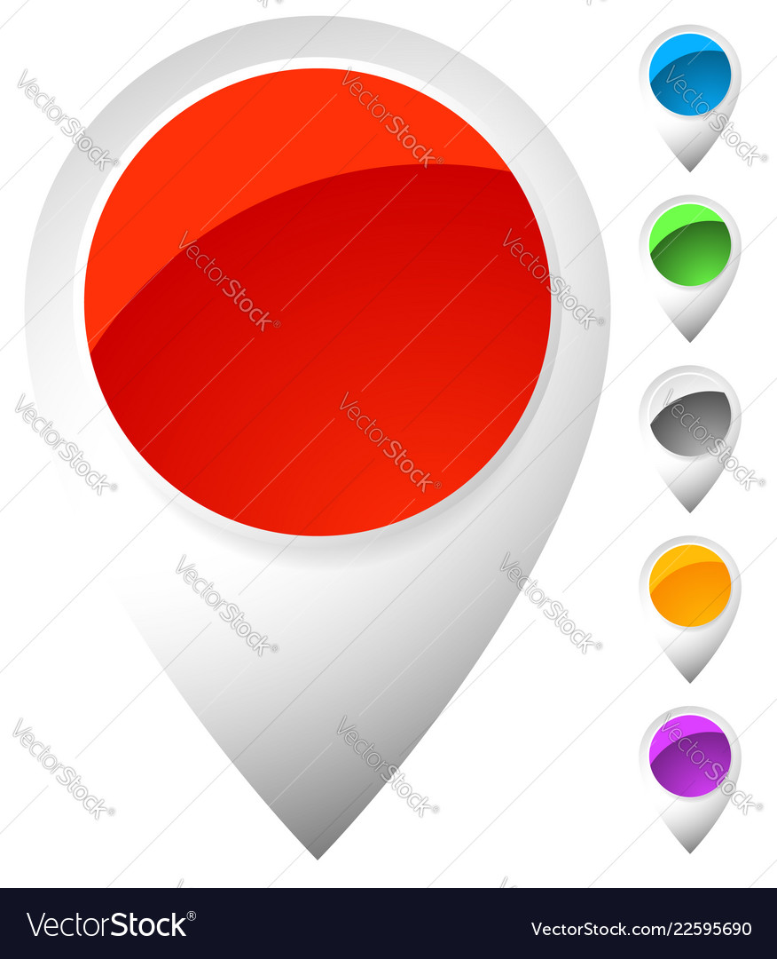 Map marker pin shapes elements in 6 color