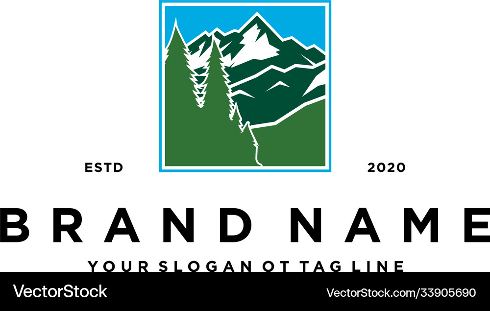 Mountain pine tree logo design Royalty Free Vector Image