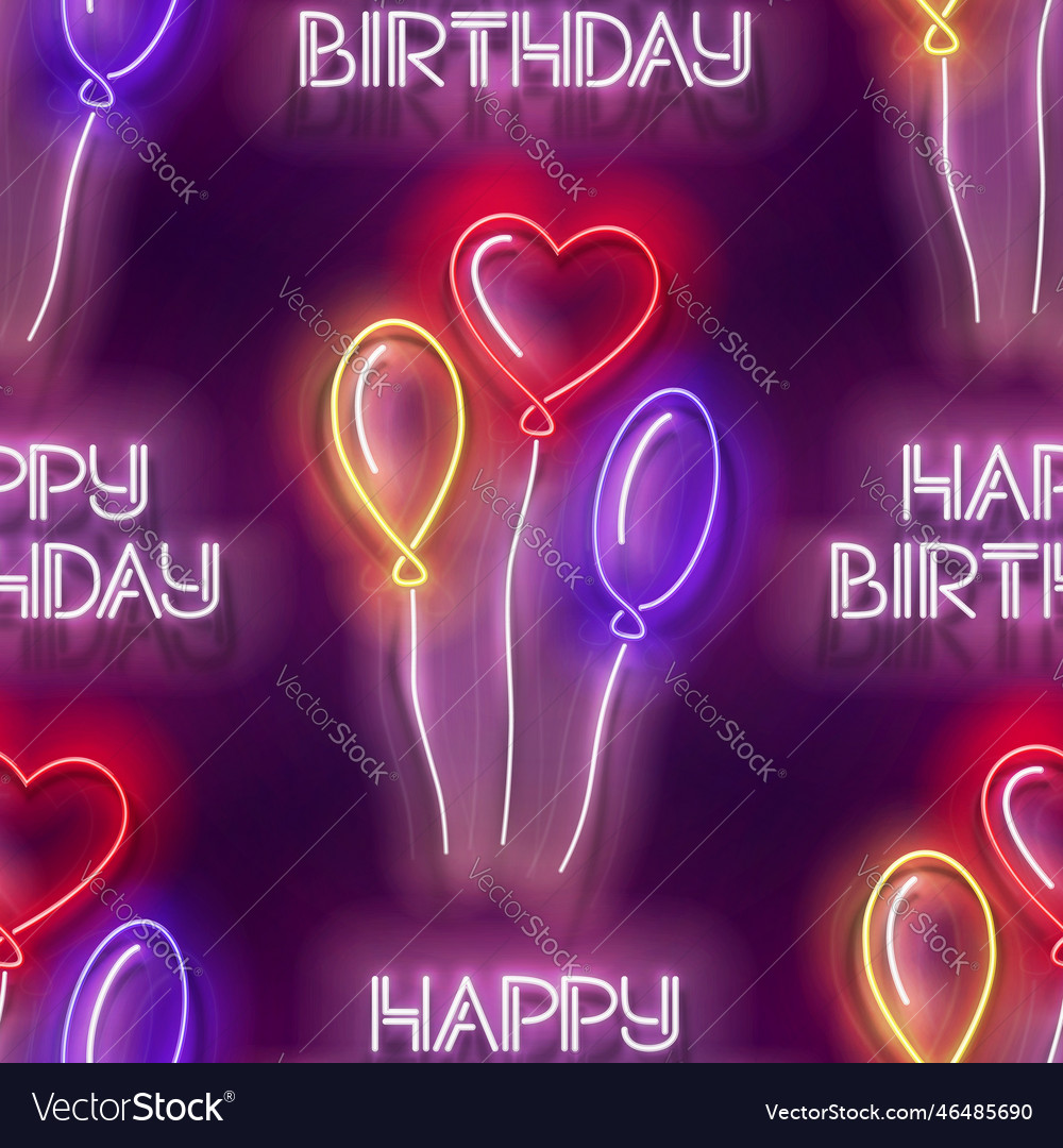 Neon Birthday Balloons Pattern