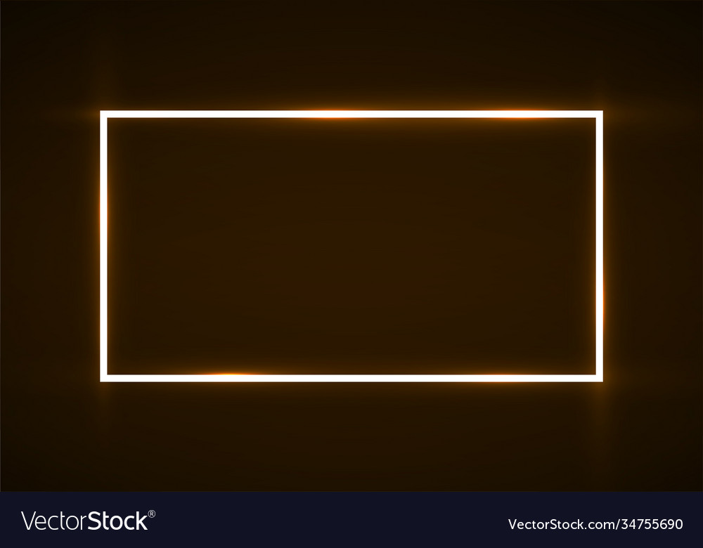 Neon rectangle frame with glowing effect on dark