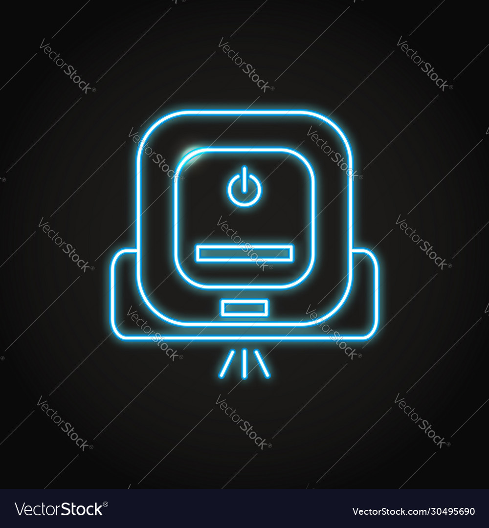 Neon smart robot mop icon in line style