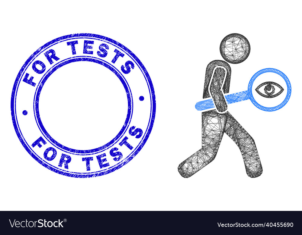 Rubber for tests badge and network irregular mesh vector image Rubber for tests badge and network irregular mesh