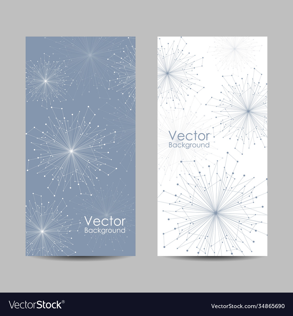 Set banners with connected lines and dots vector image Set banners with connected lines and dots