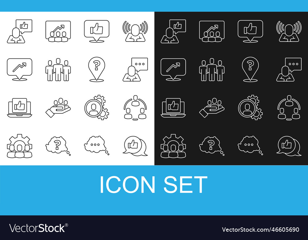 Set line hand like project team base speech vector image Set line hand like project team base speech