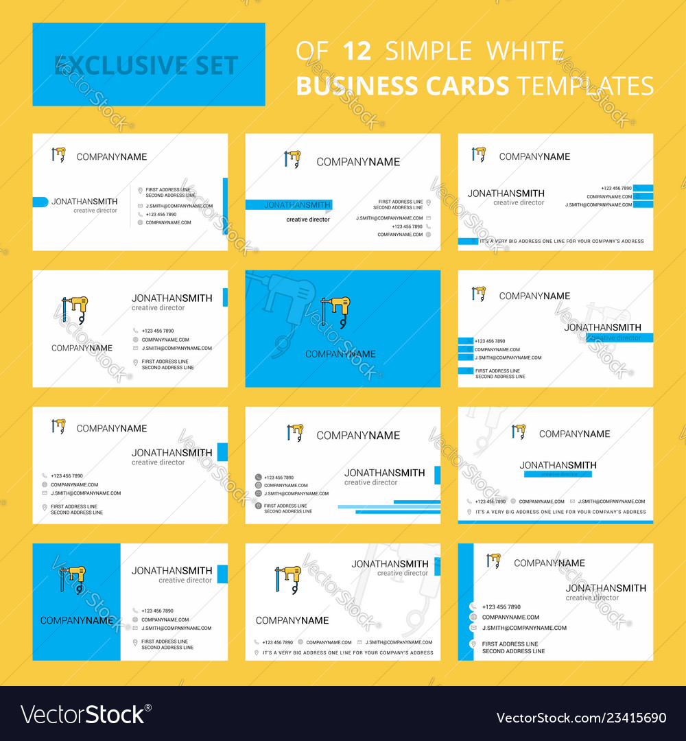 Set of 12 drill machine creative business card