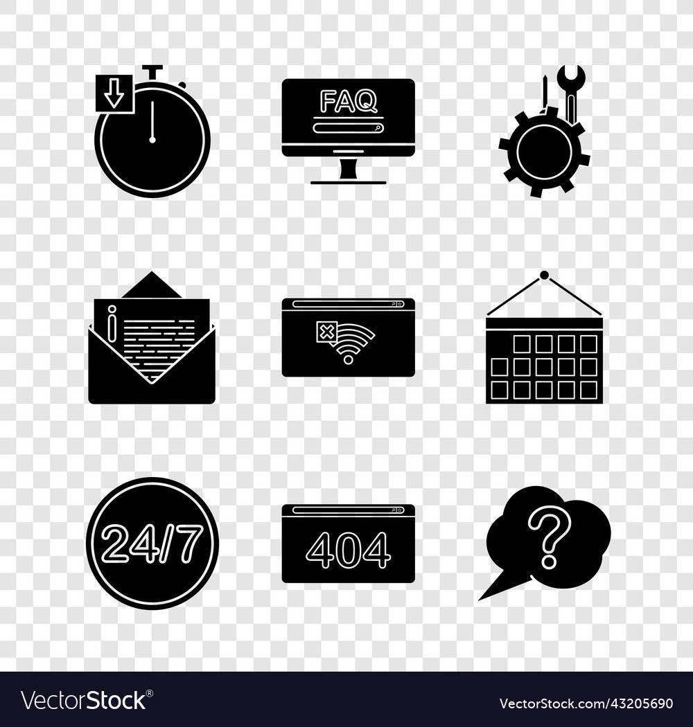 Set stopwatch monitor with faq information vector image Set stopwatch monitor with faq information