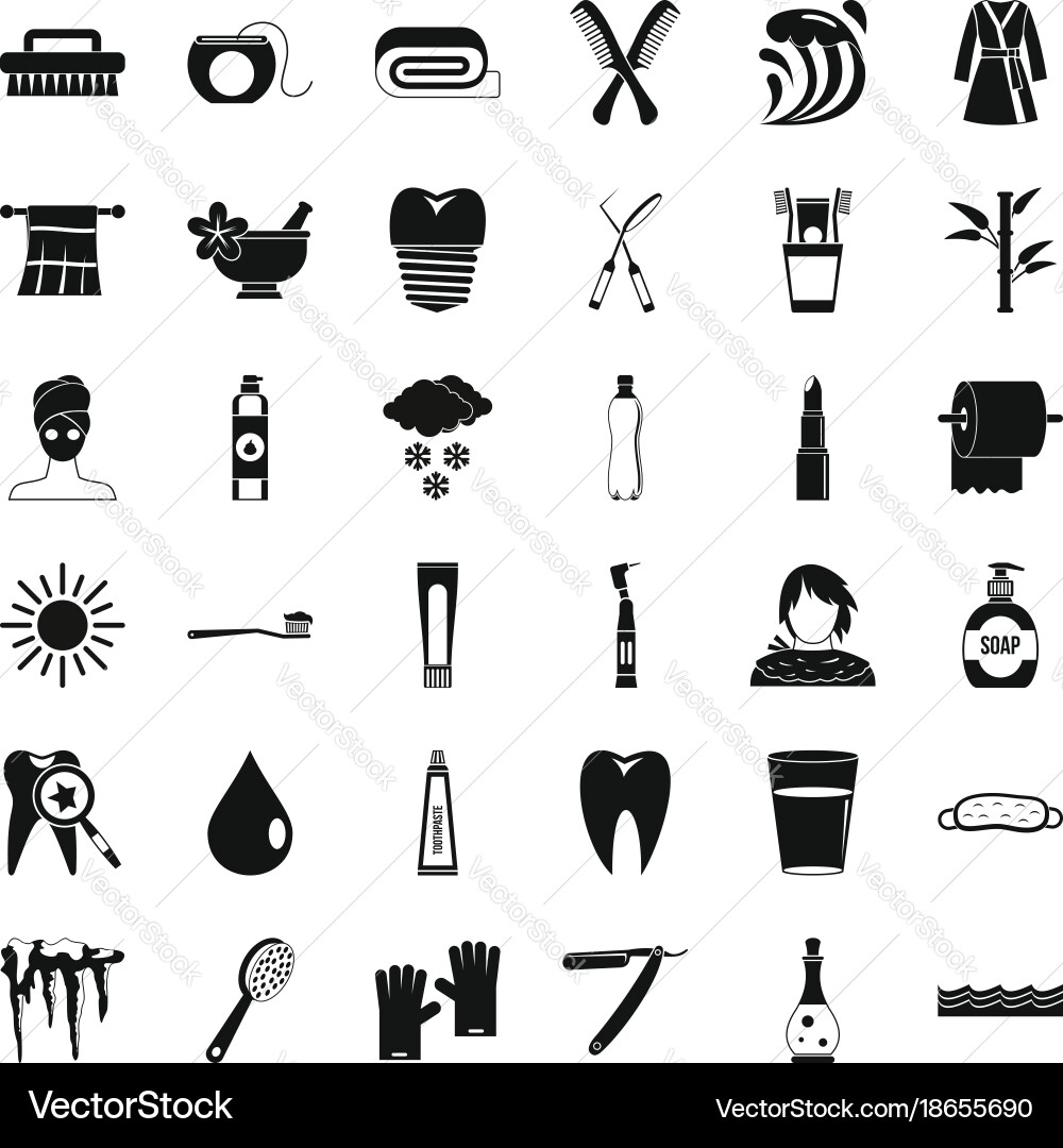 Toothpaste icons set simple style Royalty Free Vector Image