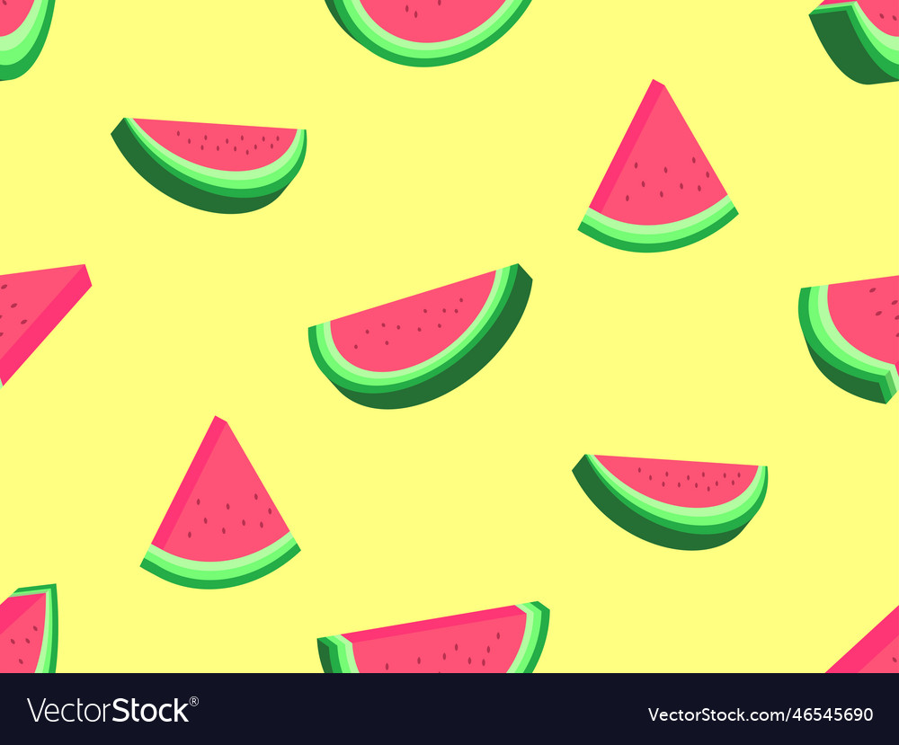 Watermelon seamless pattern in 3d style isometric