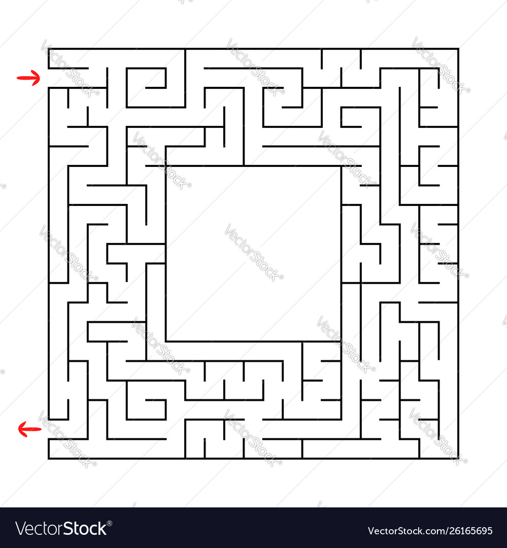 A square labyrinth with an entrance and exit