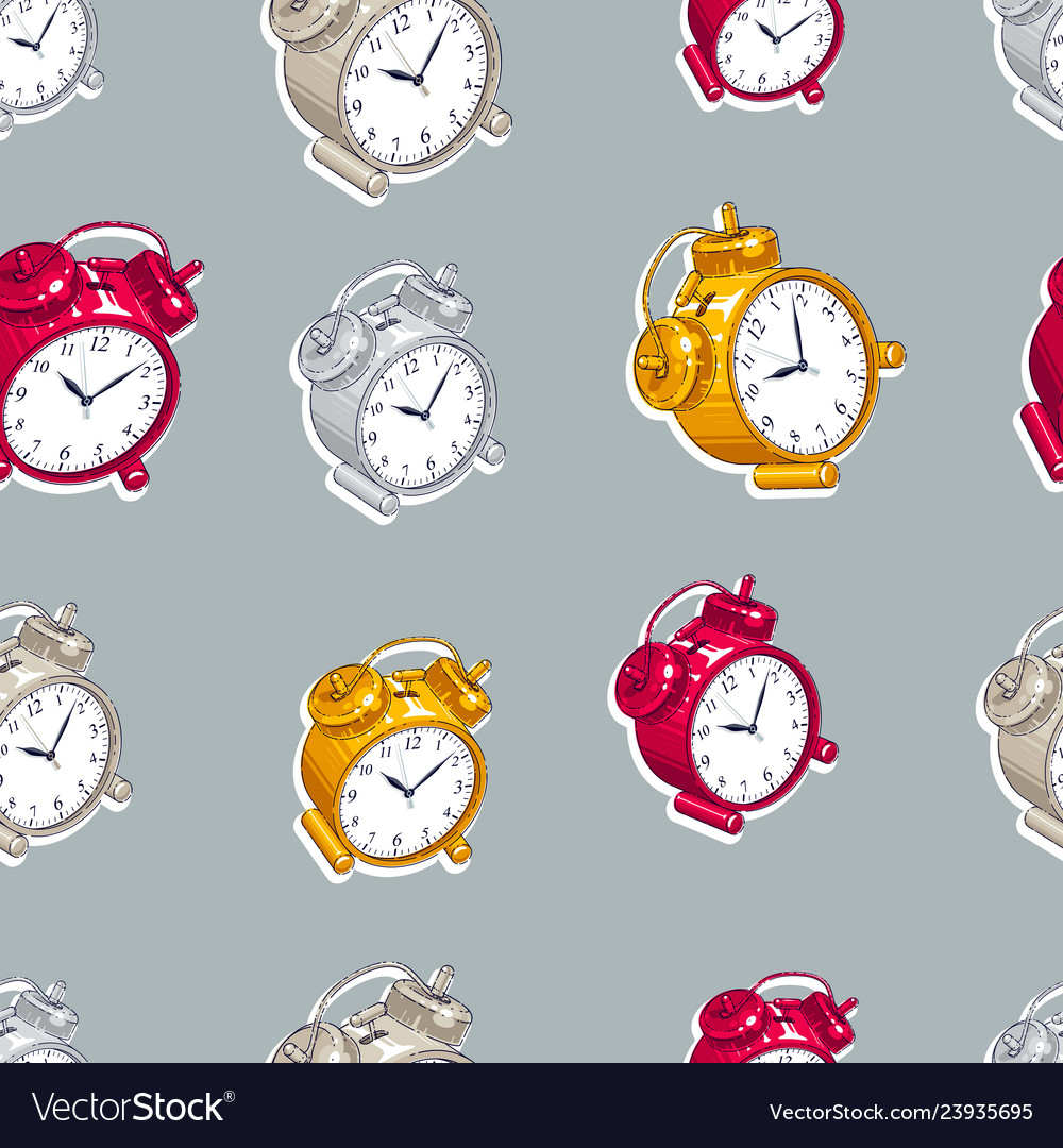 Alarm clocks seamless background timer deadline vector image Alarm clocks seamless background timer deadline