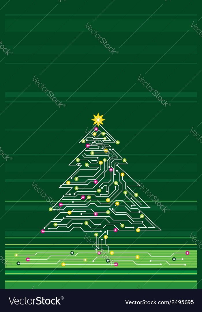 Christmas tree made of electronics elements vect