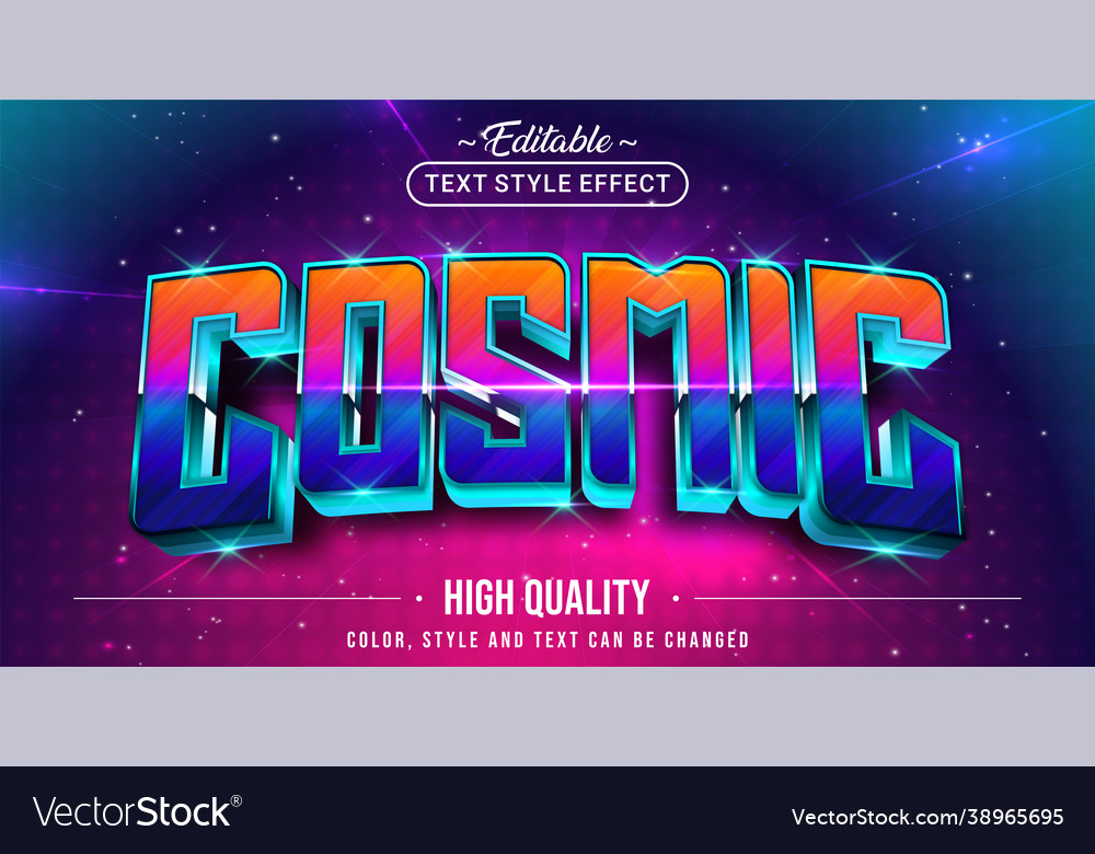 Editable text style effect - cosmic