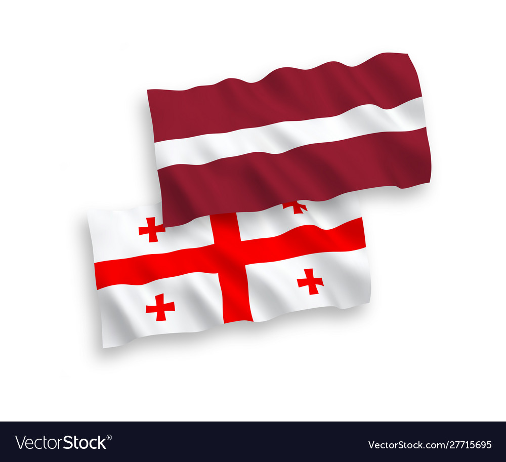 Flaggen latvia und georgia auf einem weißen Hintergrund