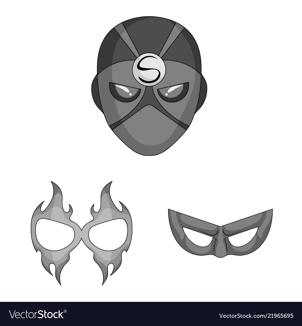 Isolated object of hero and mask logo set