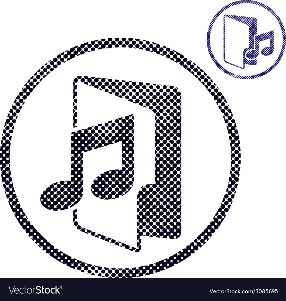 Music folder icon with halftone dots print texture vector image Music folder icon with halftone dots print texture