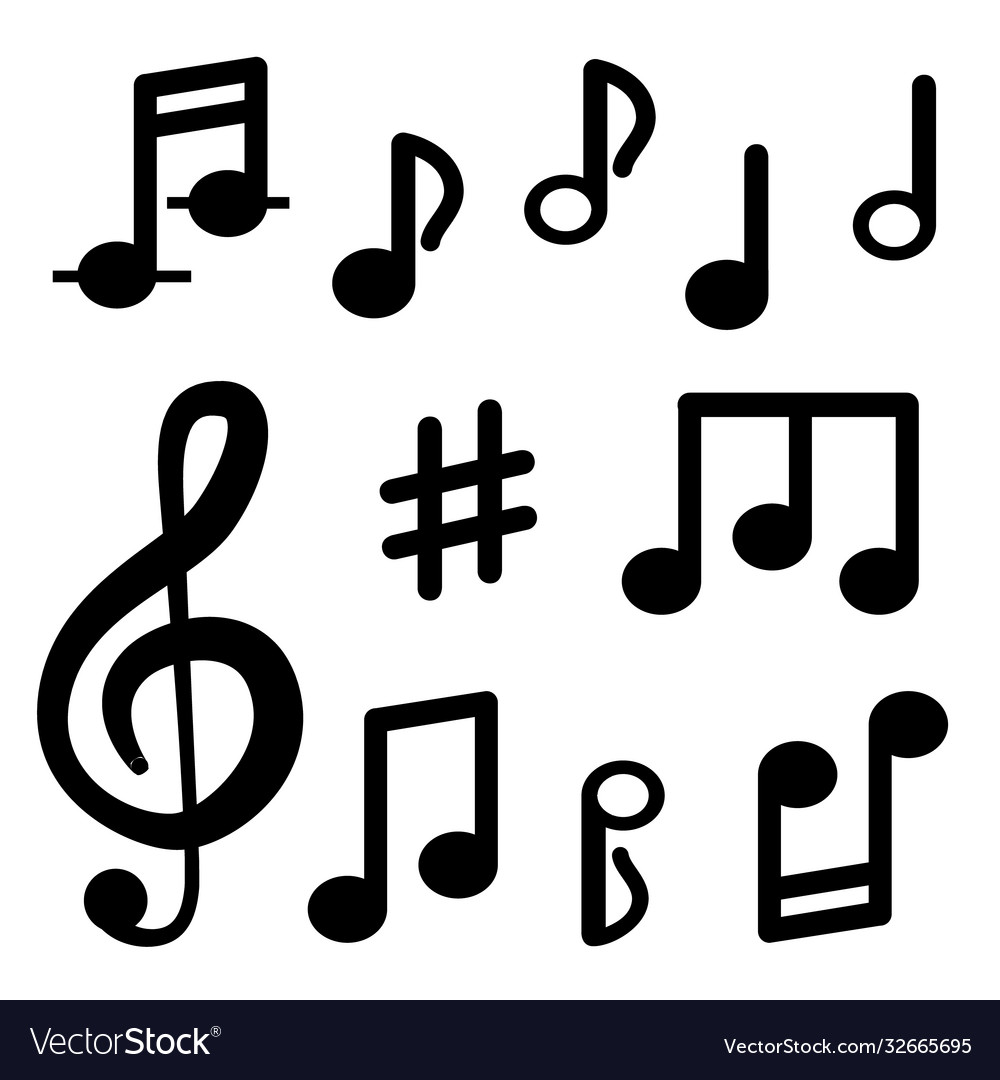 Musical notes isolated on white background signs Vector Image