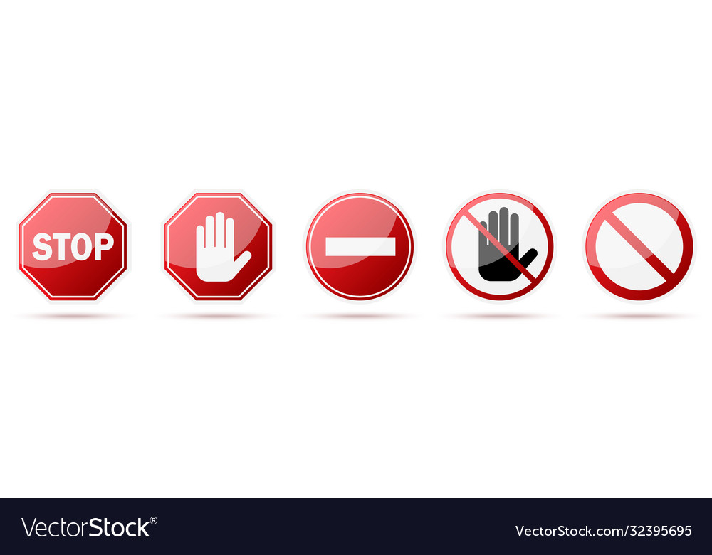 Red stop sign isolated warning signs