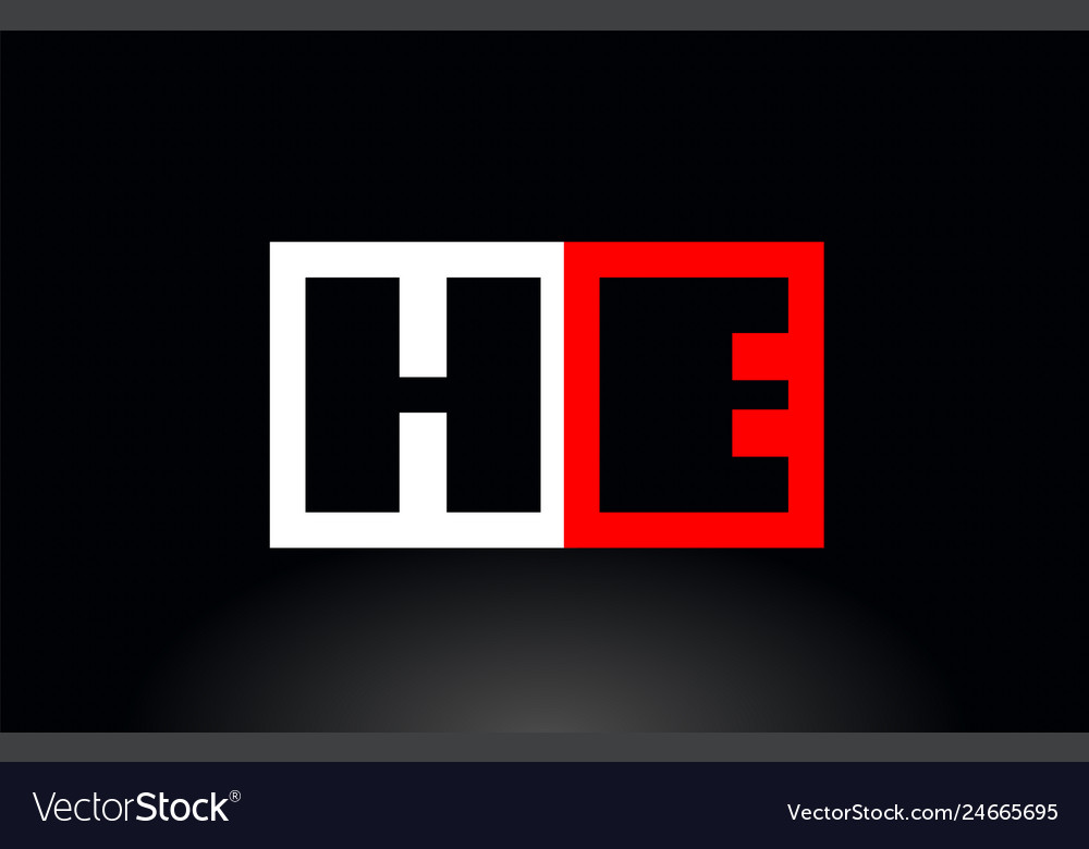 Red white alphabet letter he h e combination Vector Image