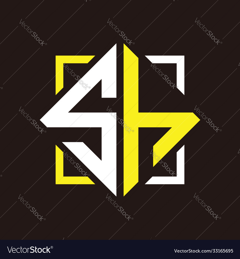 S h initials quadrangle monogram with square Vector Image S h initials quadrangle monogram with square