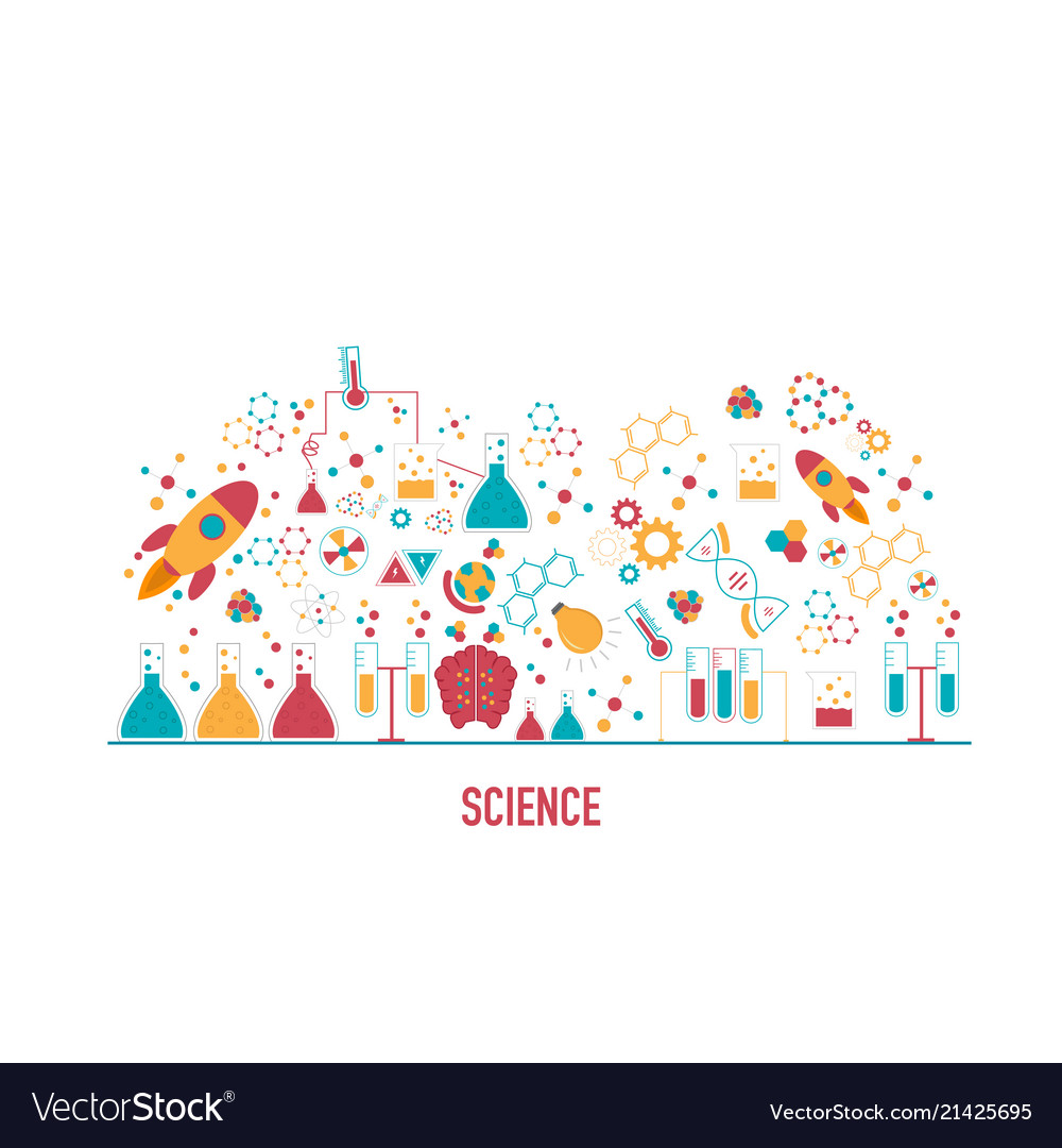 Science icons in flat design concept