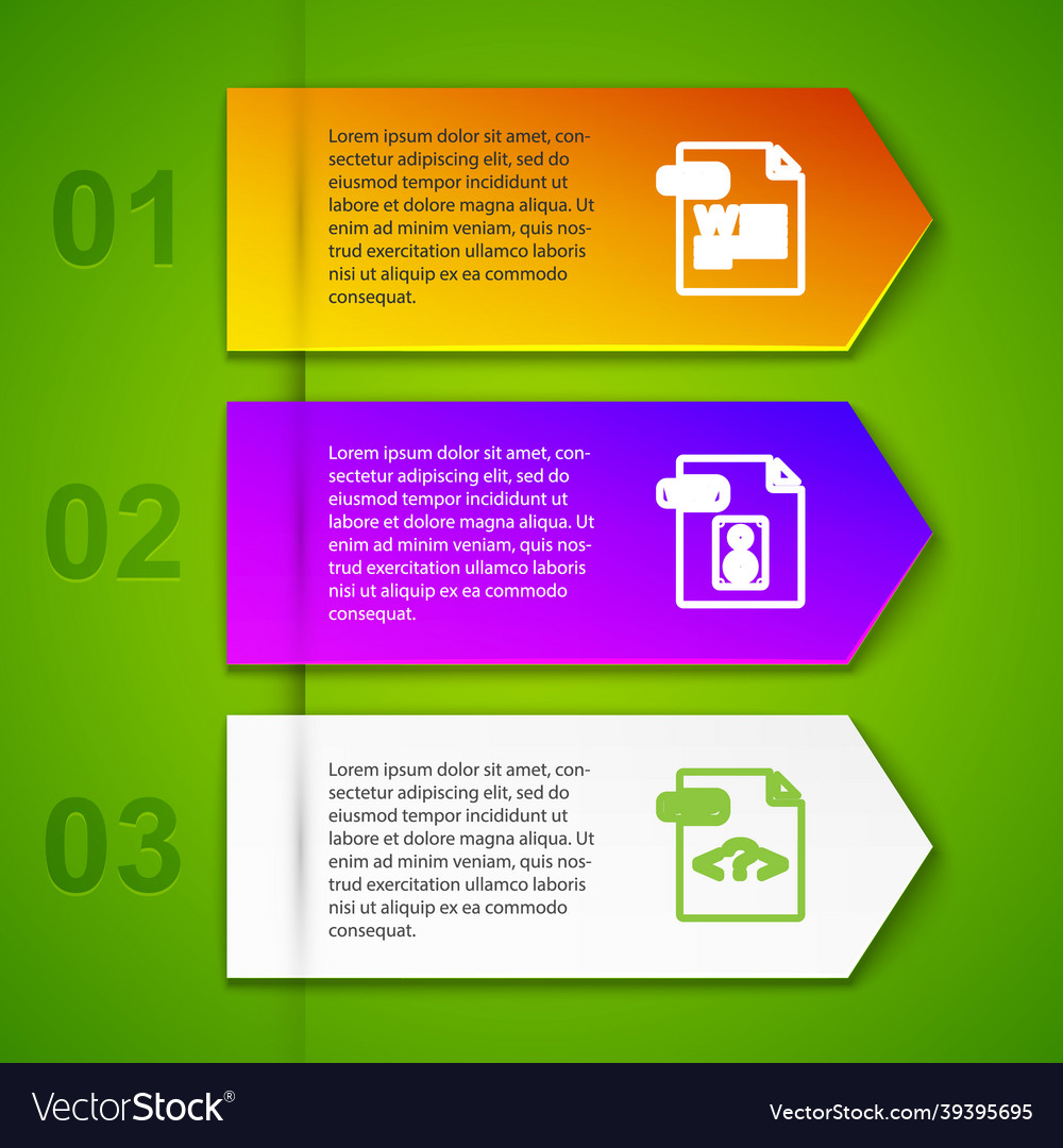 Set line doc file document wav php and gif vector image Set line doc file document wav php and gif
