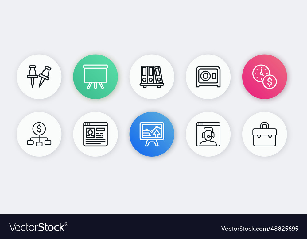 Set line monitor with graph chart time is money vector image Set line monitor with graph chart time is money