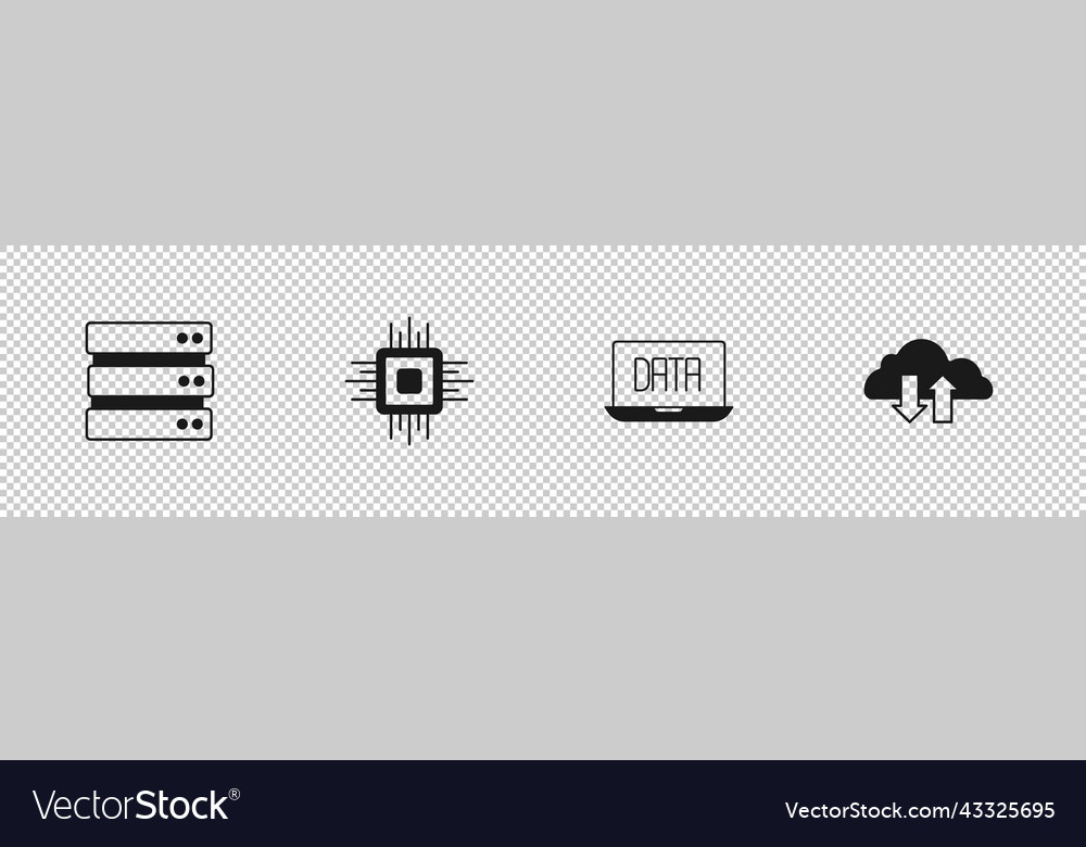 Serverprozessor cpu Datenanalyse und Cloud einstellen vector image Serverprozessor cpu Datenanalyse und Cloud einstellen