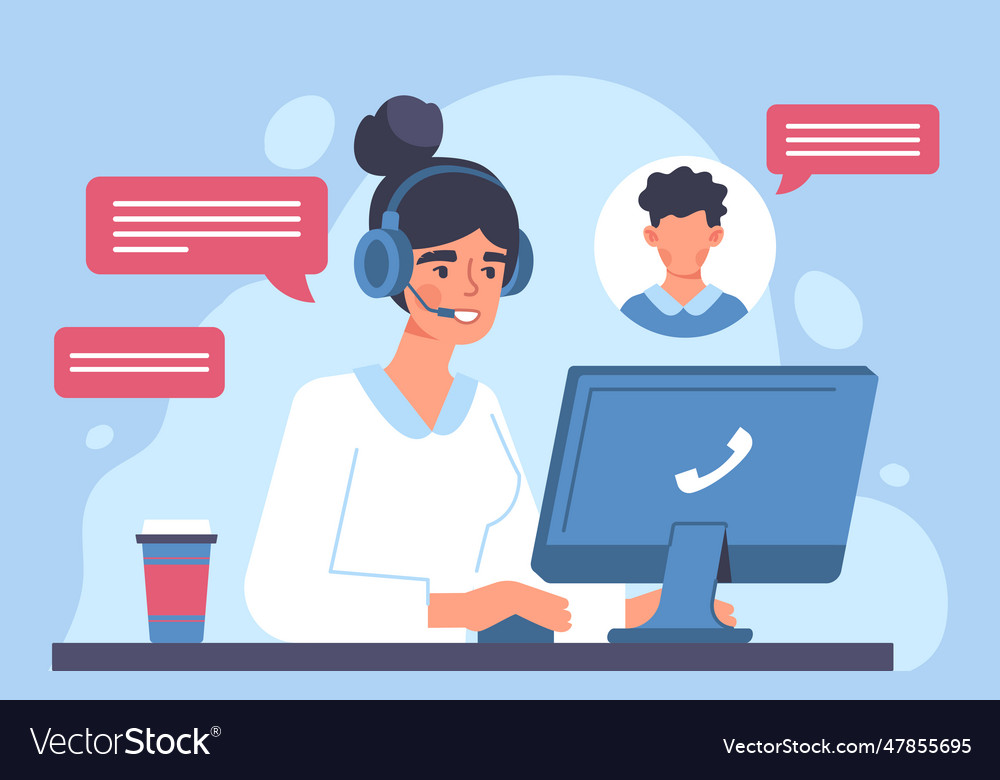 Woman in call center concept vector image Woman in call center concept