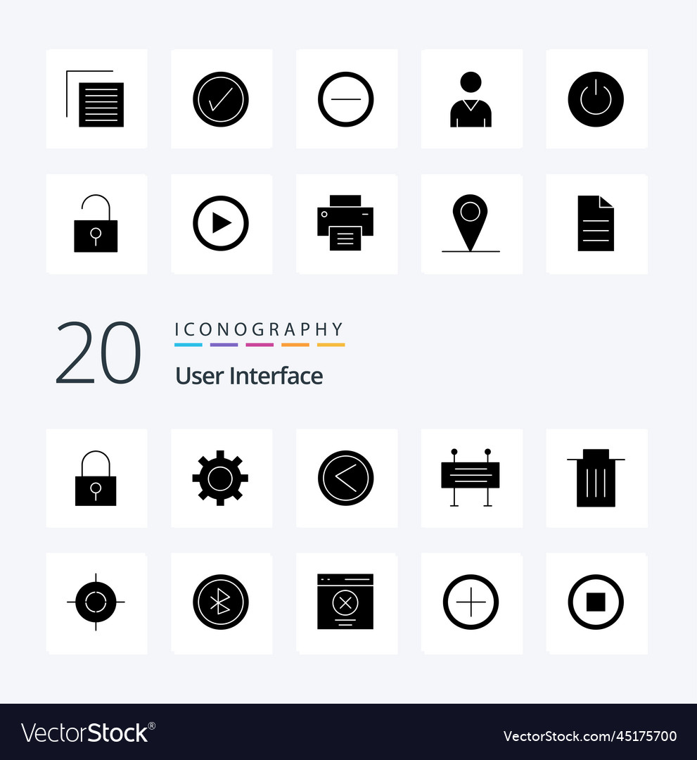 20 user interface solid glyph icon pack like