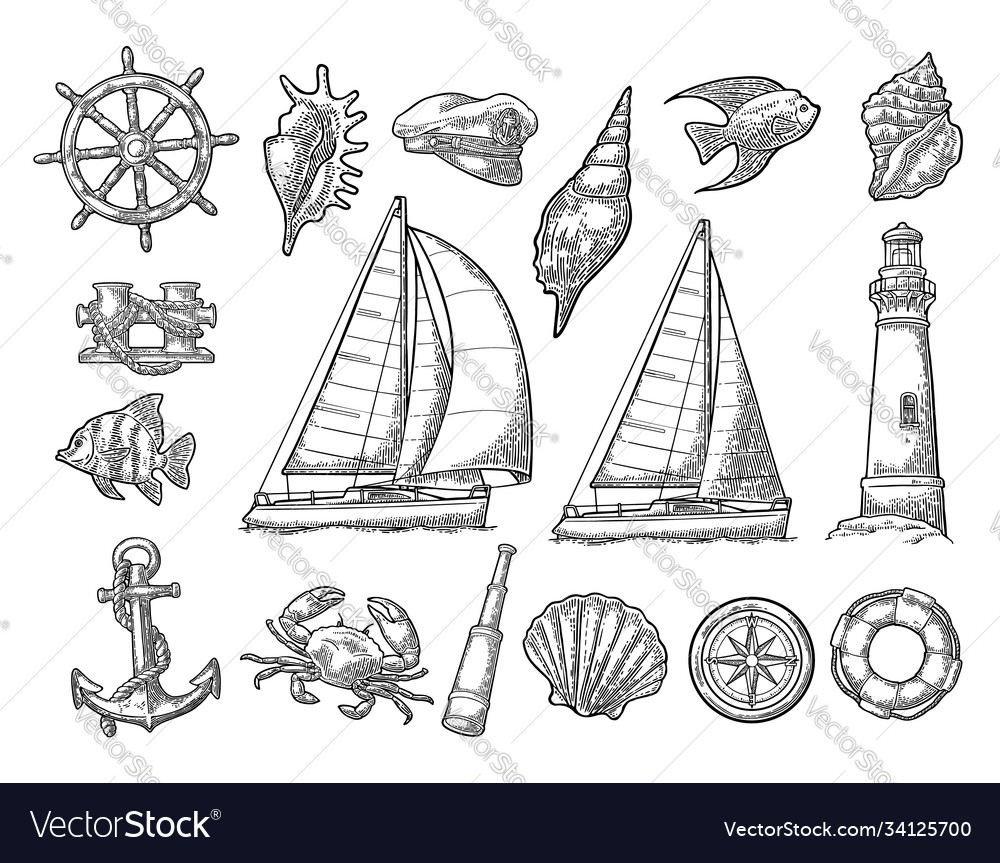 Anchor wheel sailing ship compass rose Royalty Free Vector