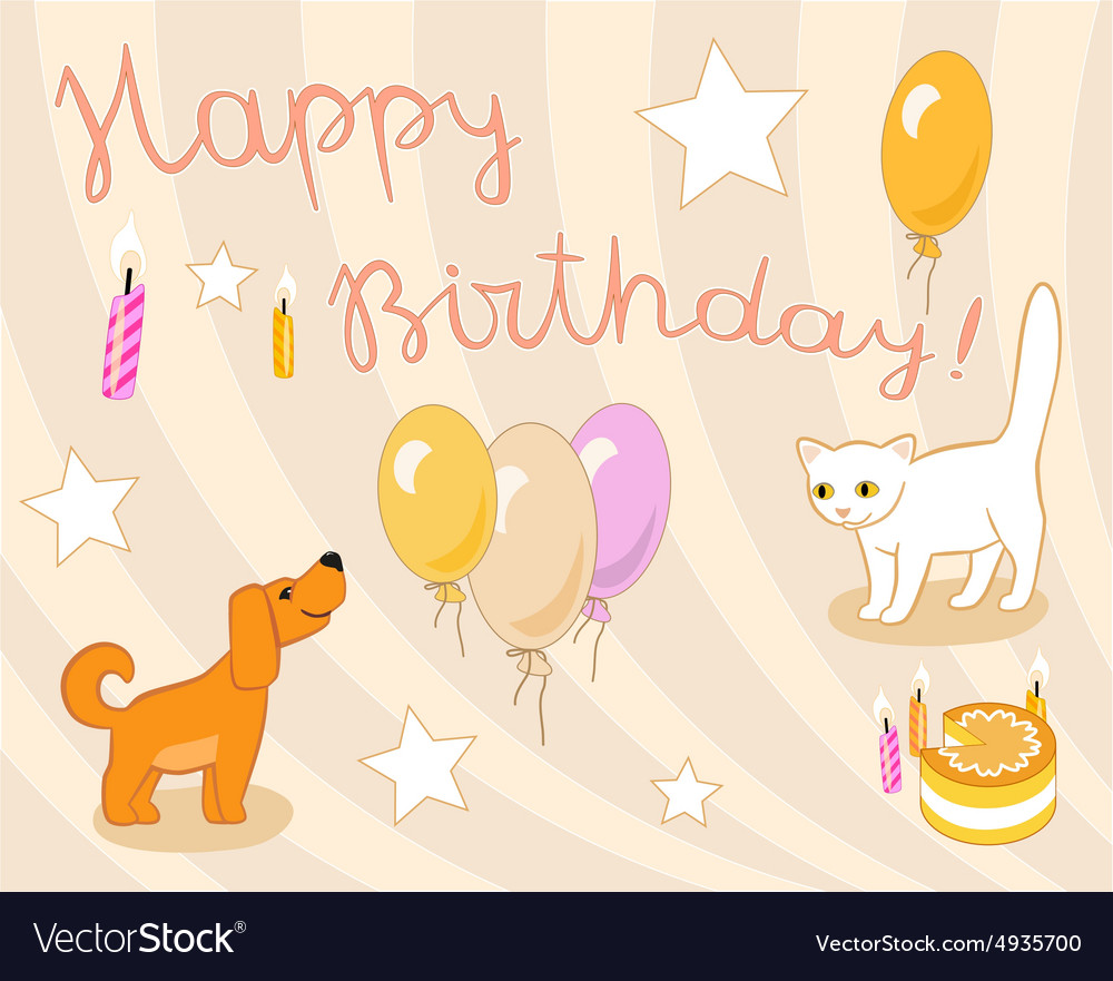 Birthday card in light pastel colors Royalty Free Vector