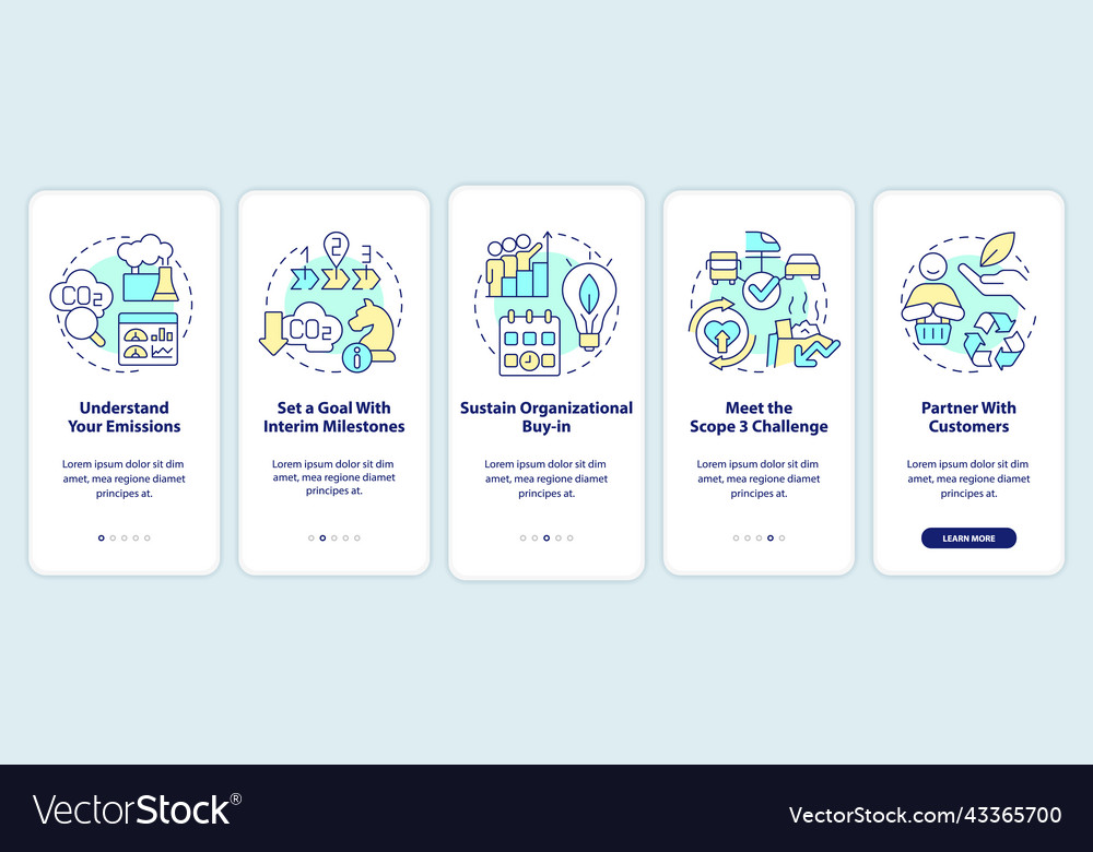 Change to net zero onboarding mobile app screen vector image Change to net zero onboarding mobile app screen