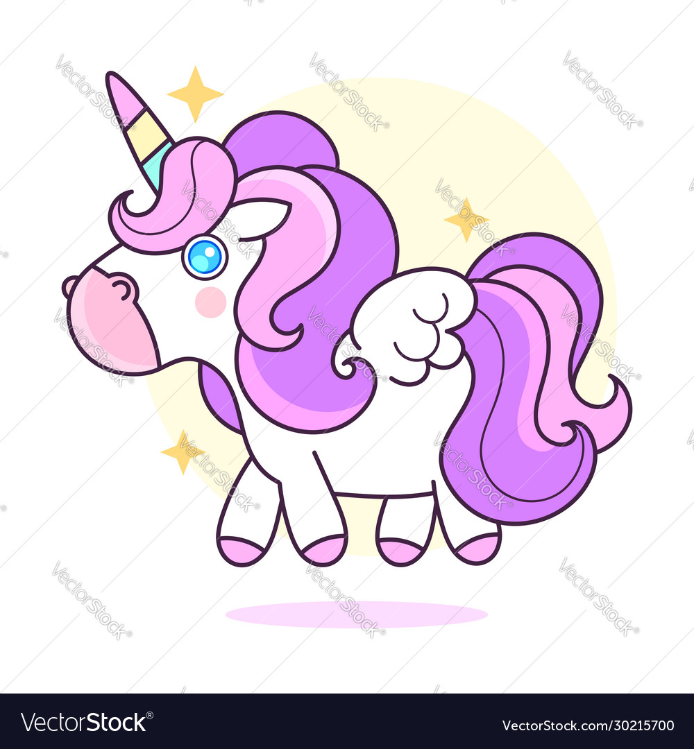 Cute unicorn cartoon character