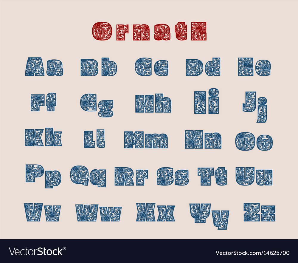 Decorative alphabet font Royalty Free Vector Image