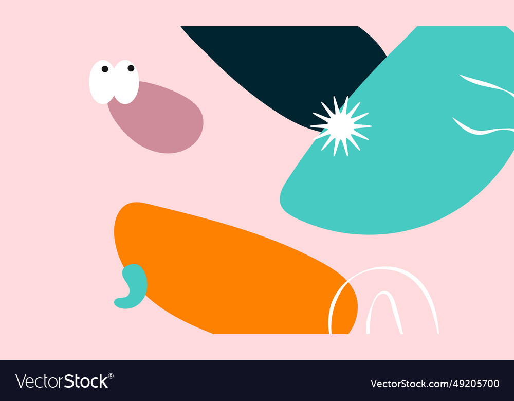 Flat abstract hand drawn shapes line background vector image Flat abstract hand drawn shapes line background