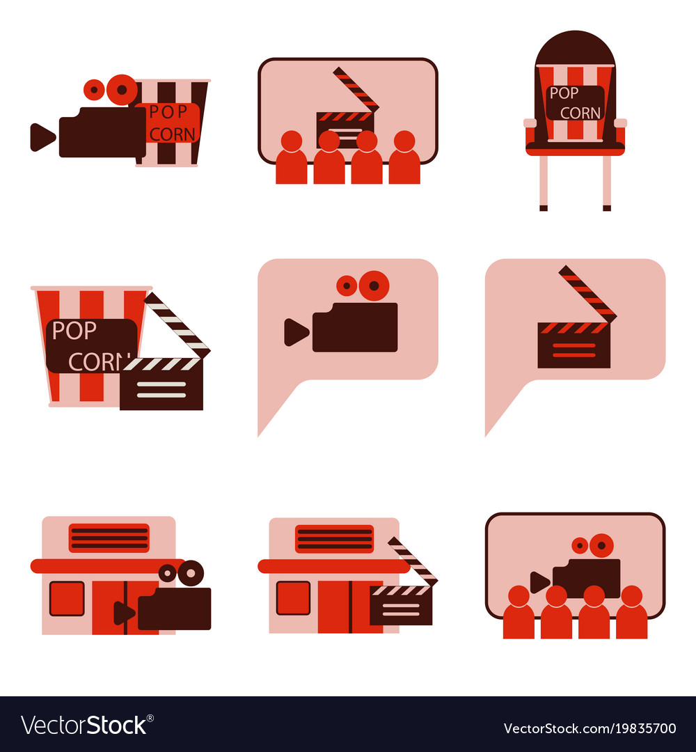 Flat icons set cinema