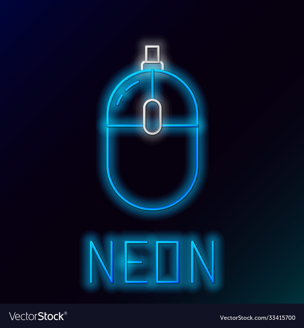 Glowing neon line computer mouse icon isolated vector image Glowing neon line computer mouse icon isolated