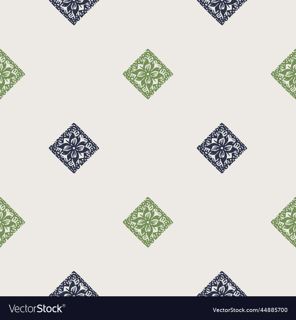 Hand drawn retro block print seamless pattern vector image Hand drawn retro block print seamless pattern