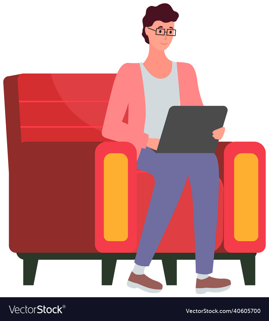 Man programer working with laptop remote work