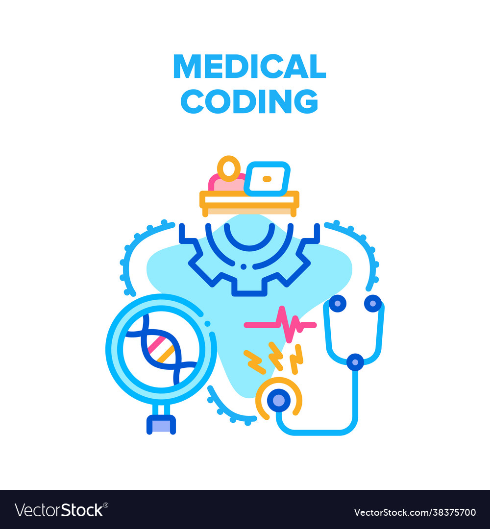 Medical coding concept color Royalty Free Vector Image