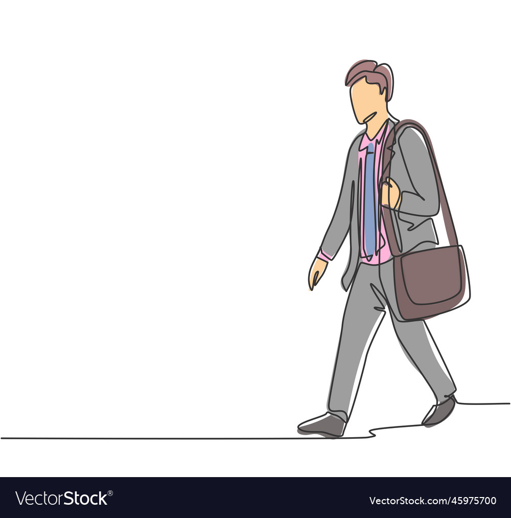 One single line drawing of young male manager
