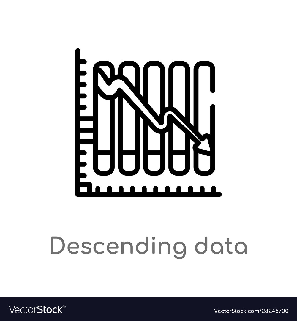 Outline descending data analytics line graphic