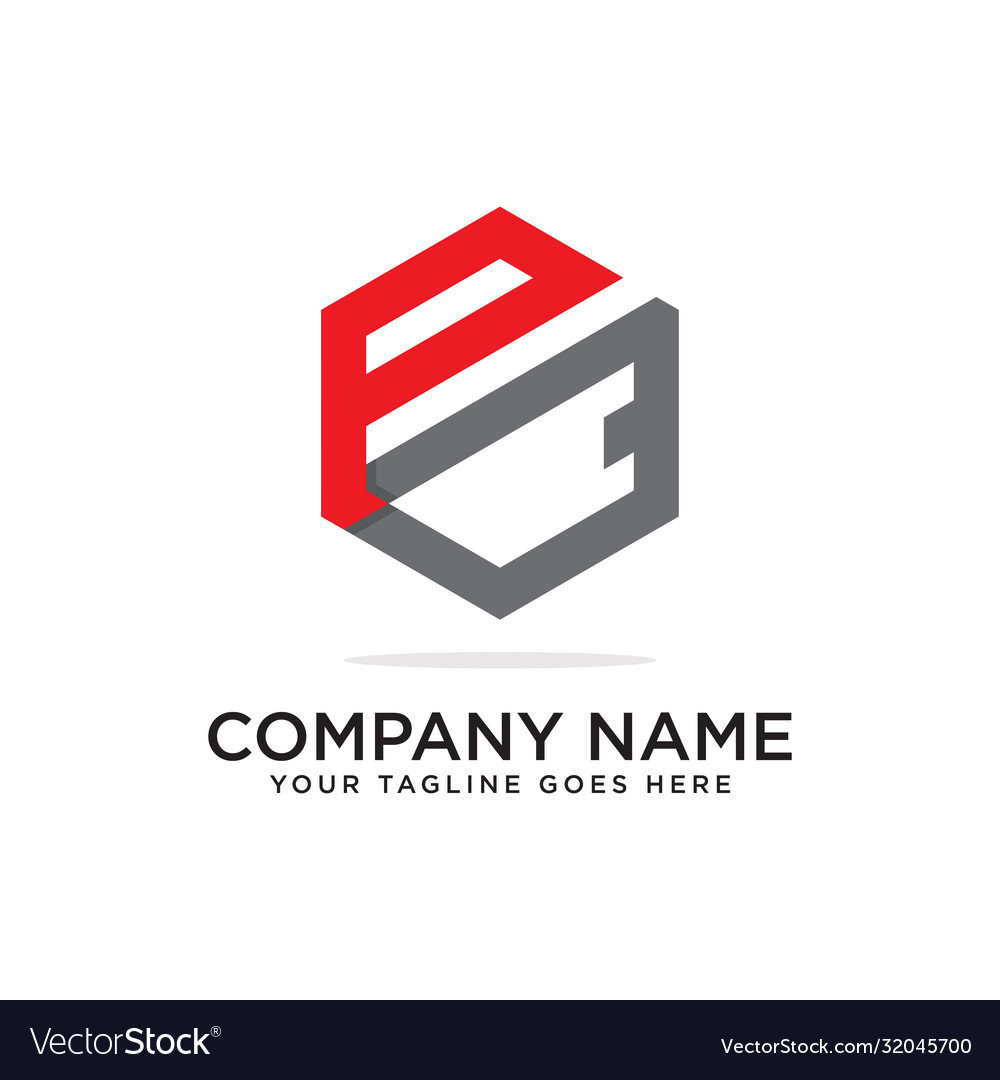 P and q hexagonal logo design template initial