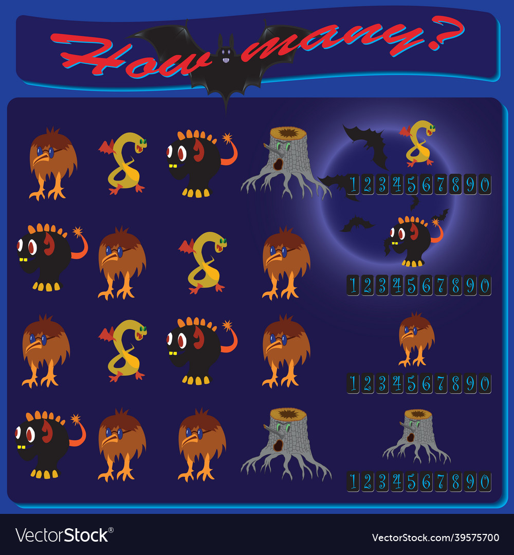 Problem for oral counting with colorful monstres Vector Image Problem for oral counting with colorful monstres