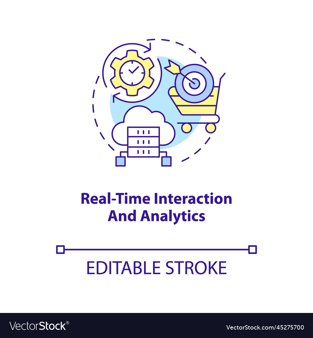 Real time interaction and analytics concept icon vector image Real time interaction and analytics concept icon