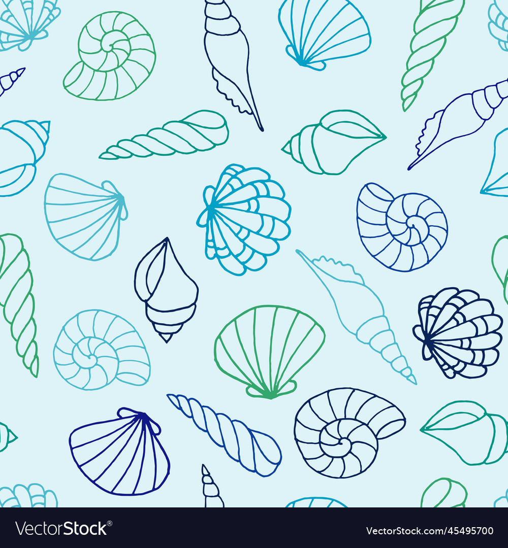 Seamless background from hand drawn doodle sea