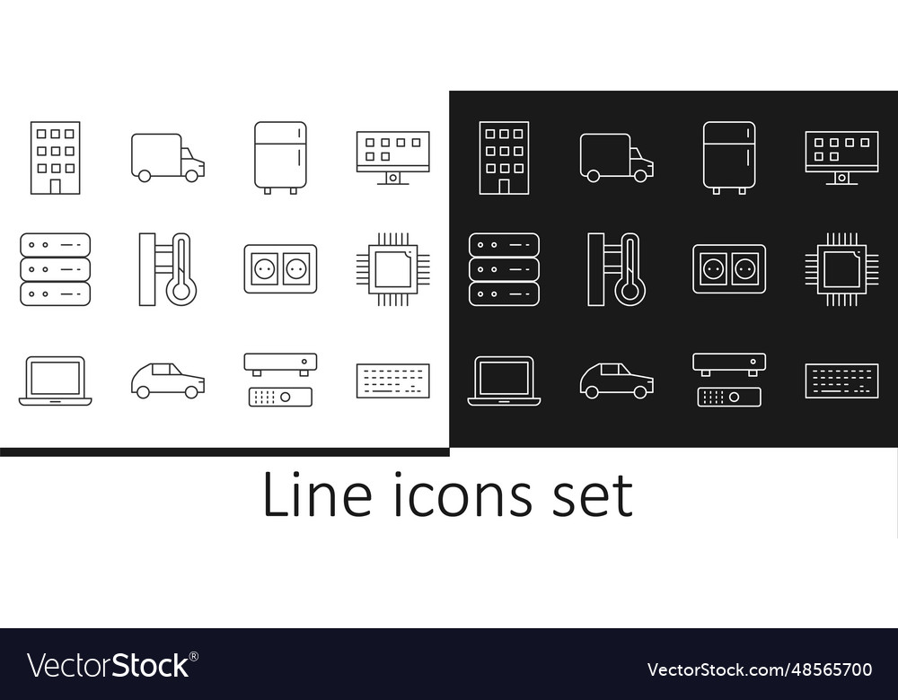 Set line keyboard processor with microcircuits vector image Set line keyboard processor with microcircuits